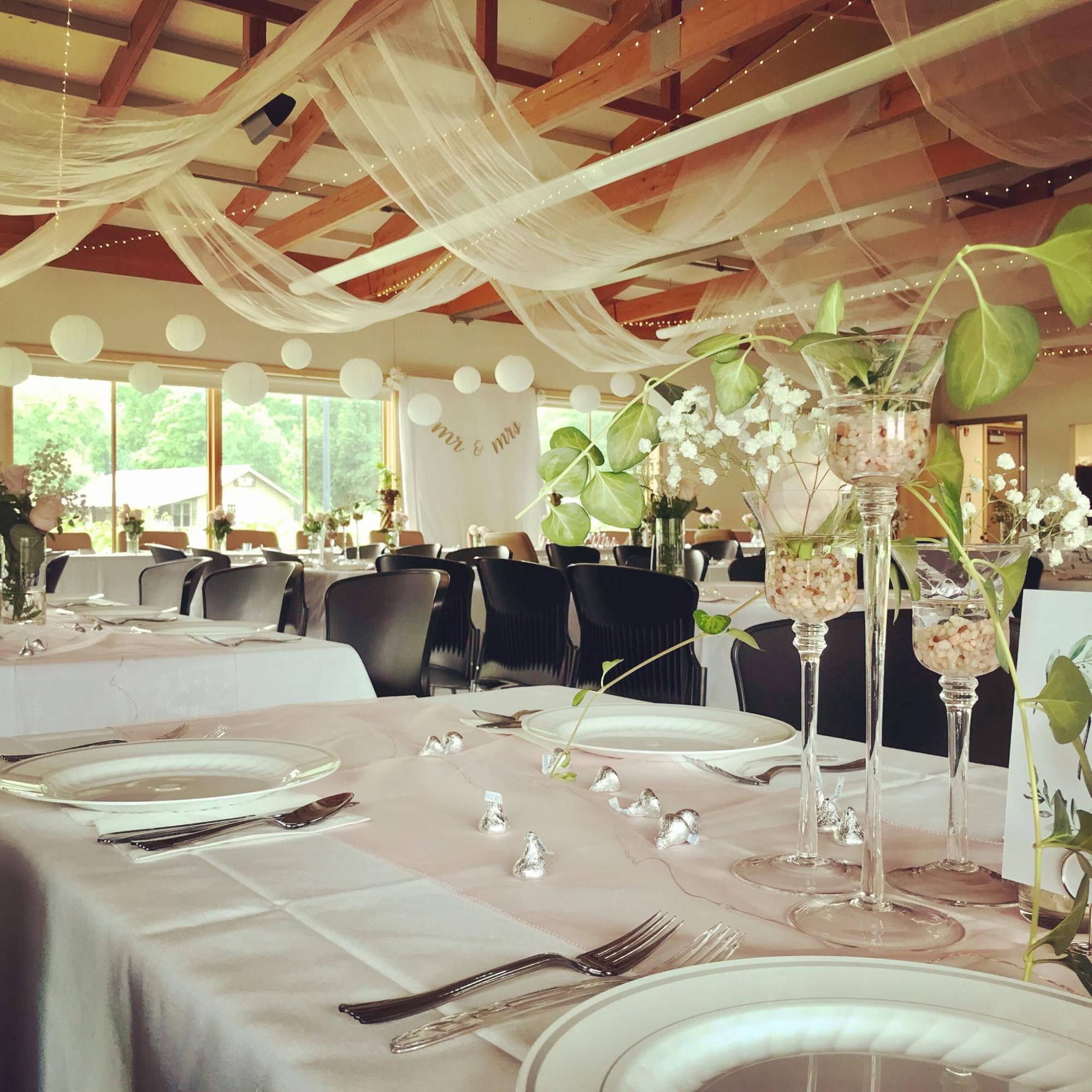 tables set for a wedding