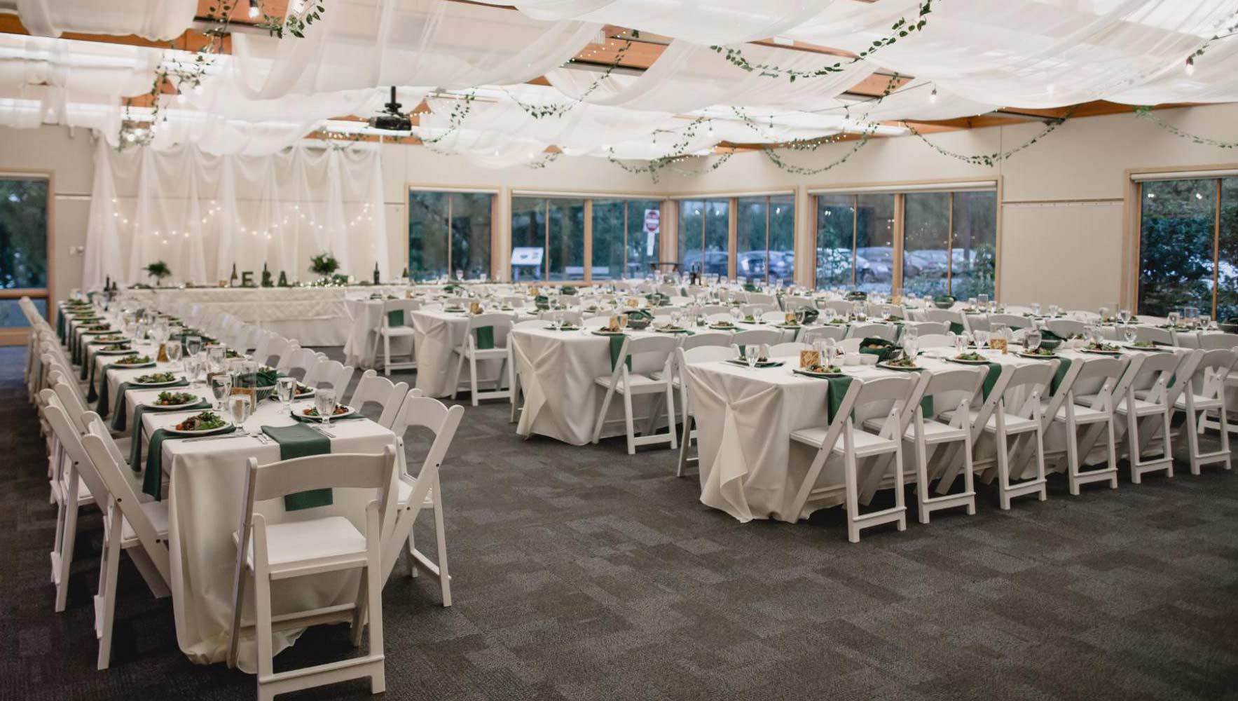 tables set for a wedding