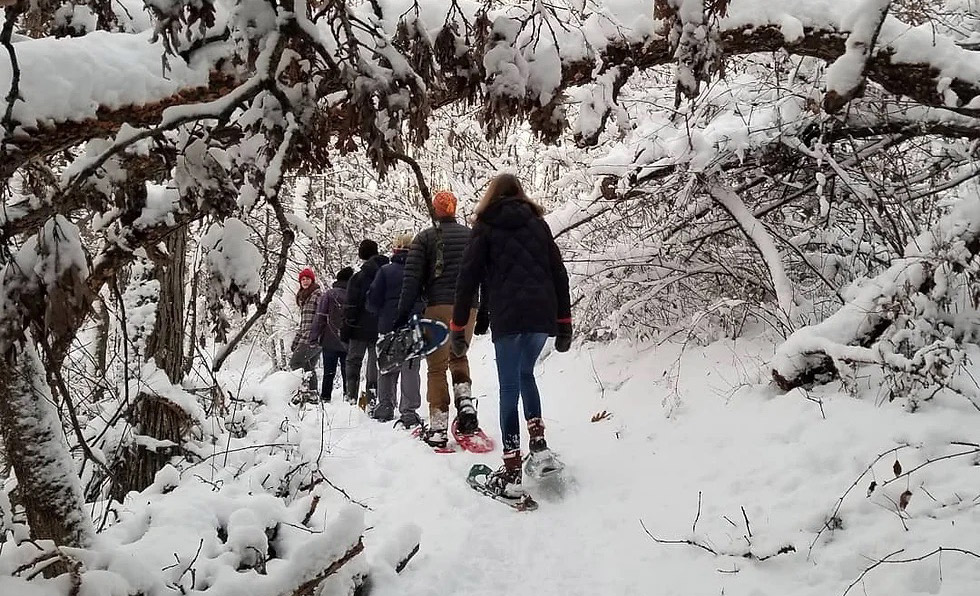 people on winter trail