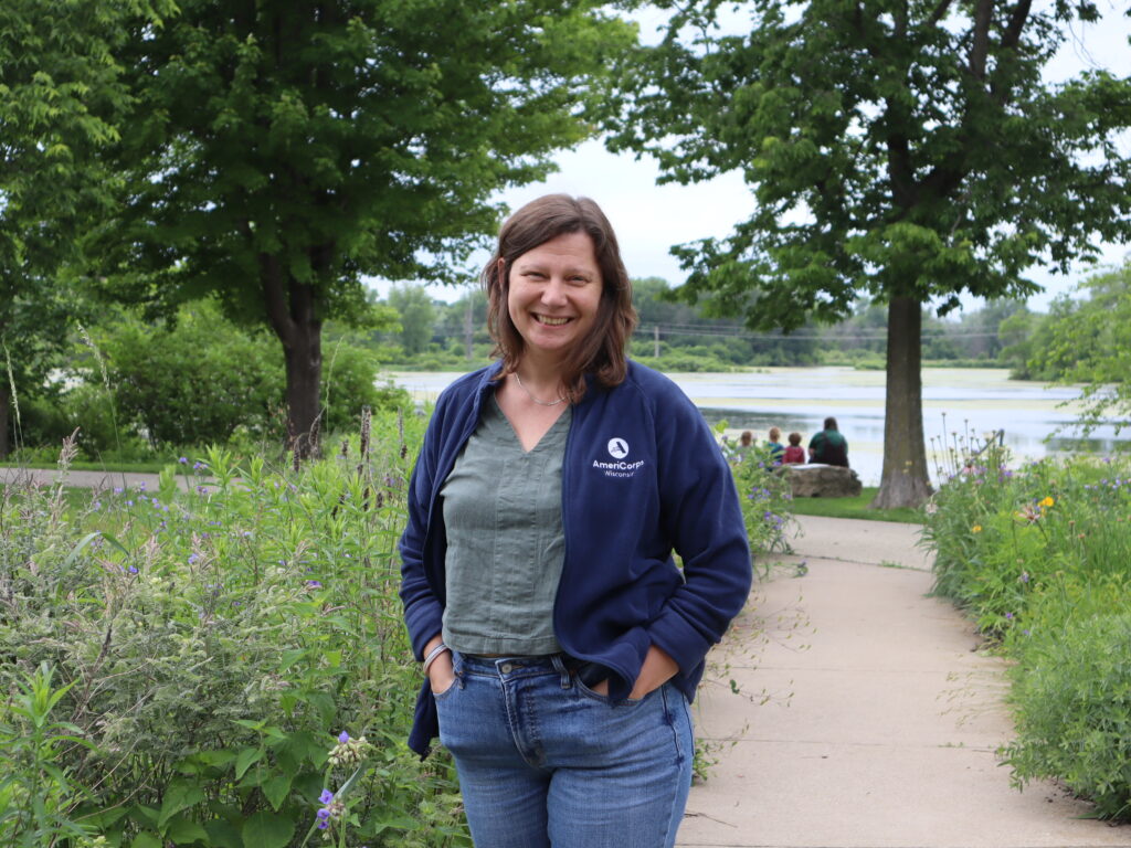 Photo of Rebecca Schwartz on a walking path.